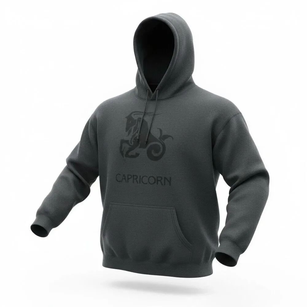 Capricorn Zodiac Hoodie 2XL Dark Gray Astrology Goat Unisex Pullover